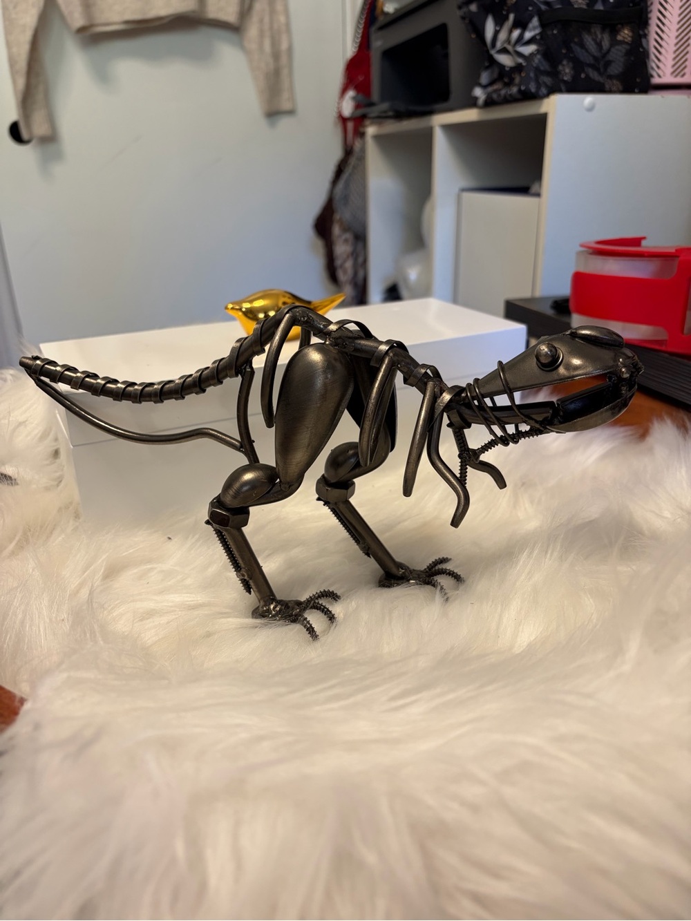 Nuts And Bolts Black Dinosaur Figurine Sculpture for Reptile Decor